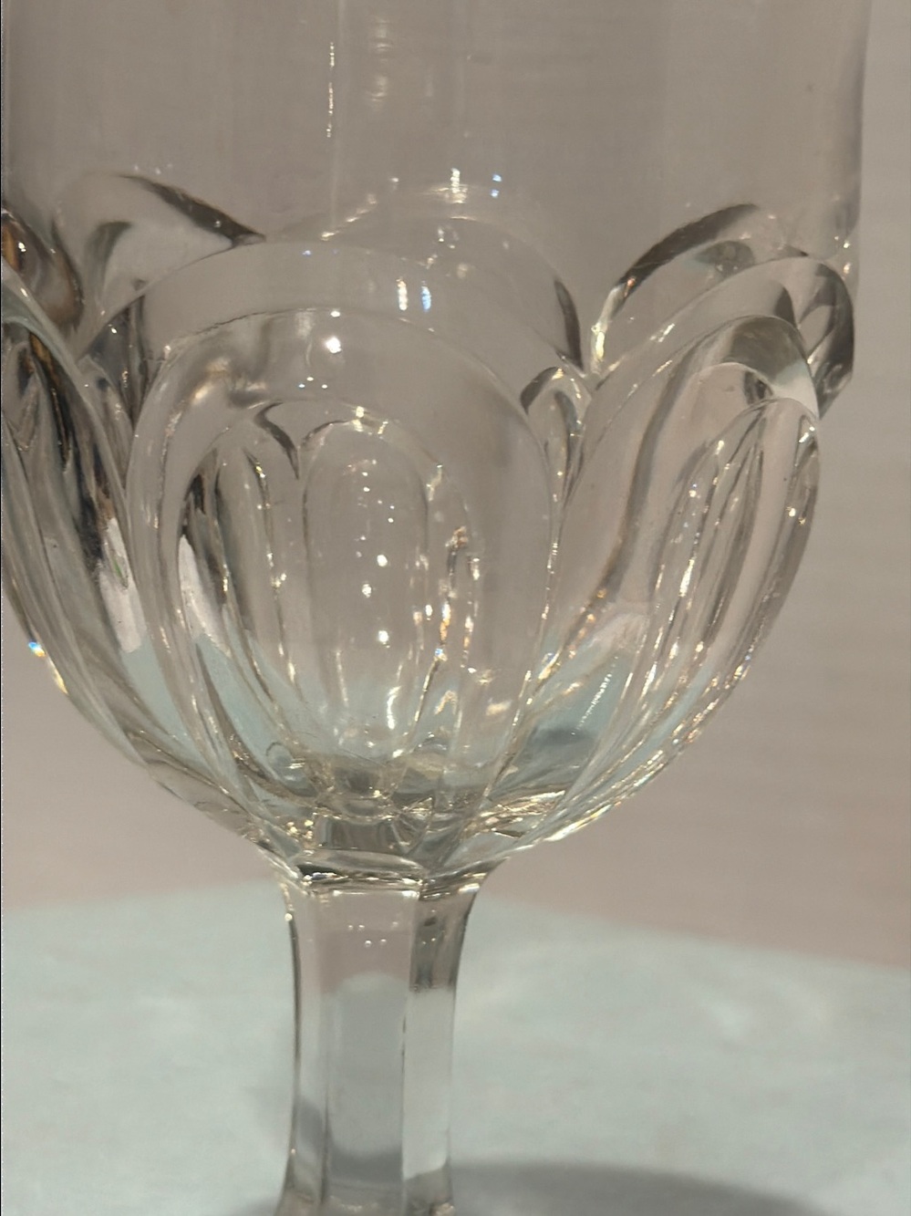 Antique EAPG Seneca Loop Water Goblet Flint Glass 3-Mold c. 1860s